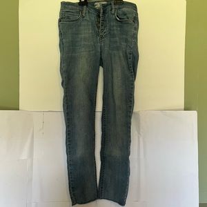 Free People Womens Reagan crop Raw Hem Skinny Button Fly Blue Jeans Size 26